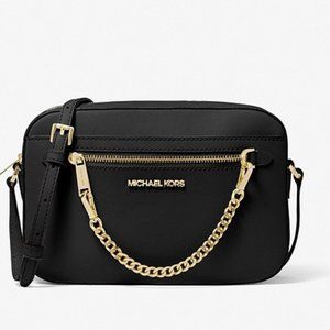 MICHAEL KORS JET SET ITEM EAST WEST CHAIN CROSSBODY BAG BLACK/GOLD